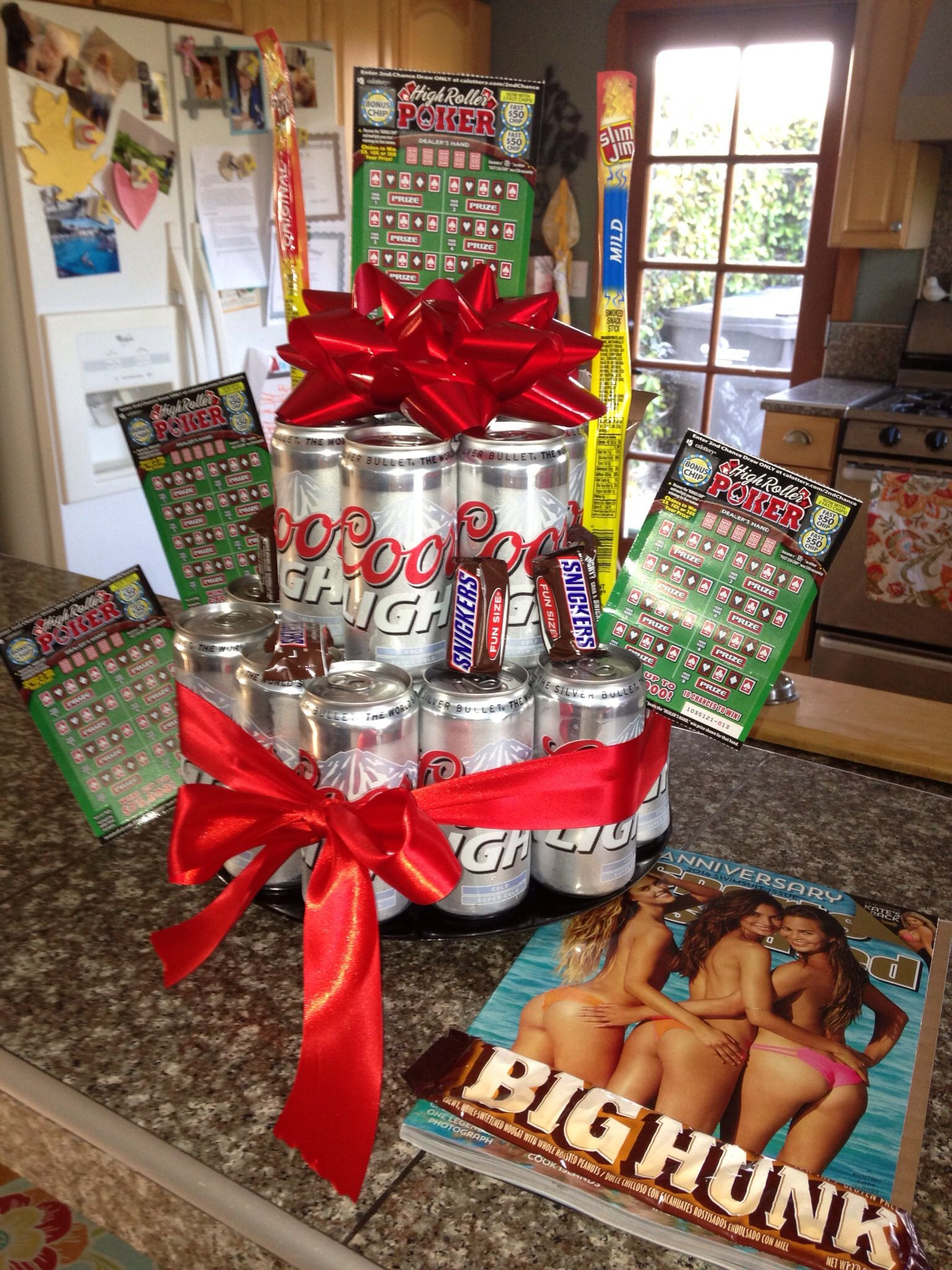 Beer Birthday Gifts
 For a guy Beer Birthday cake t with lottery tickets