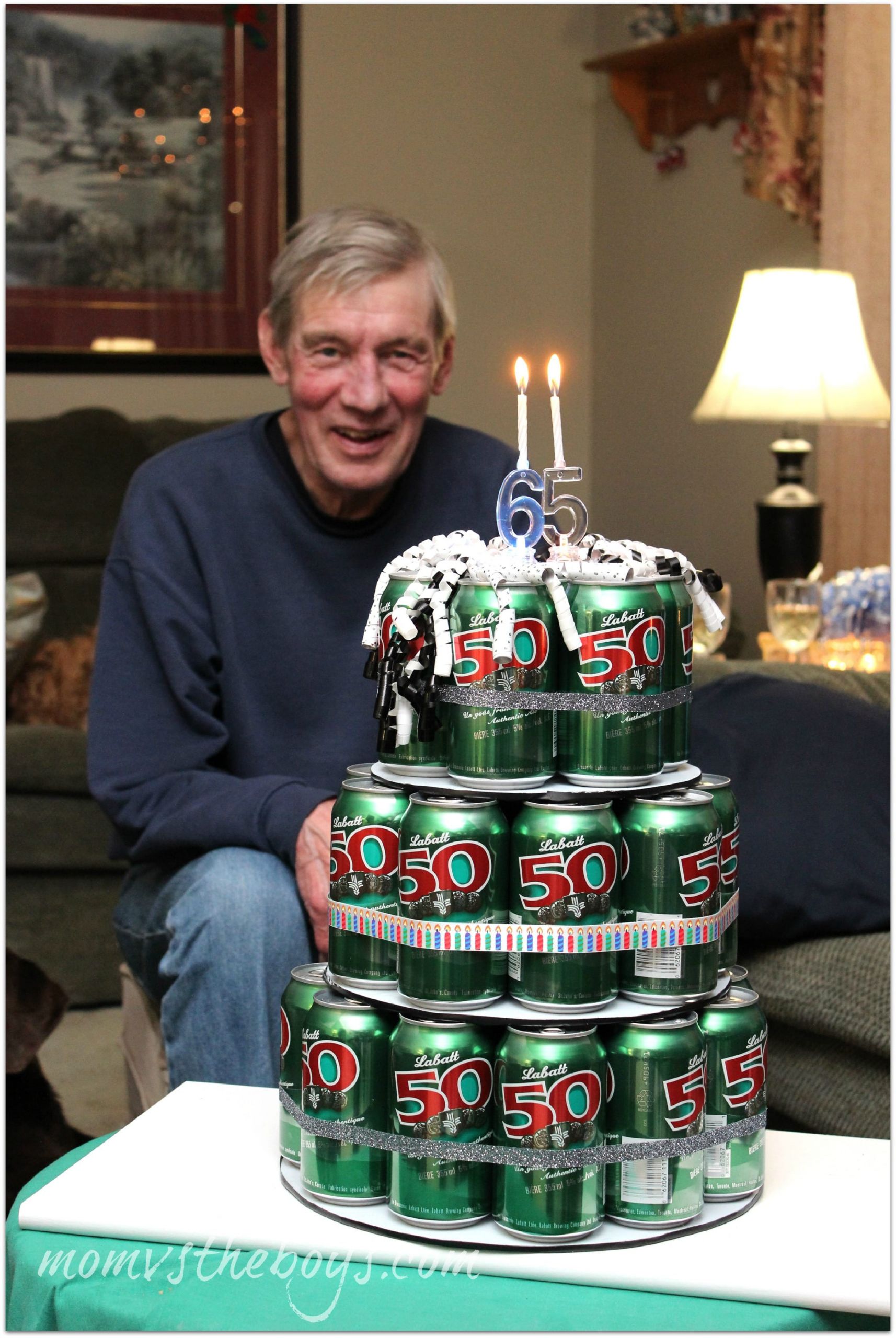 Beer Can Birthday Cake
 How to Make a Beer Can Cake Mom vs the Boys