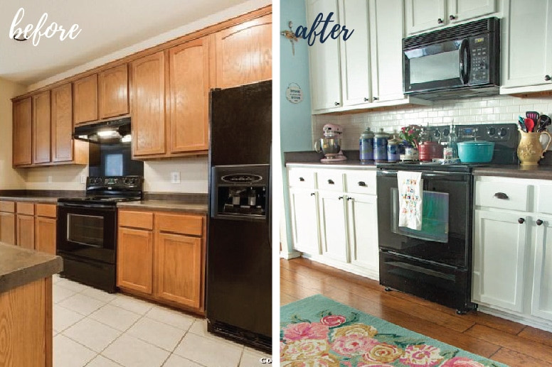 Before And After Kitchen Cabinets
 Update on our DIY White Painted Kitchen Cabinets 2 Years