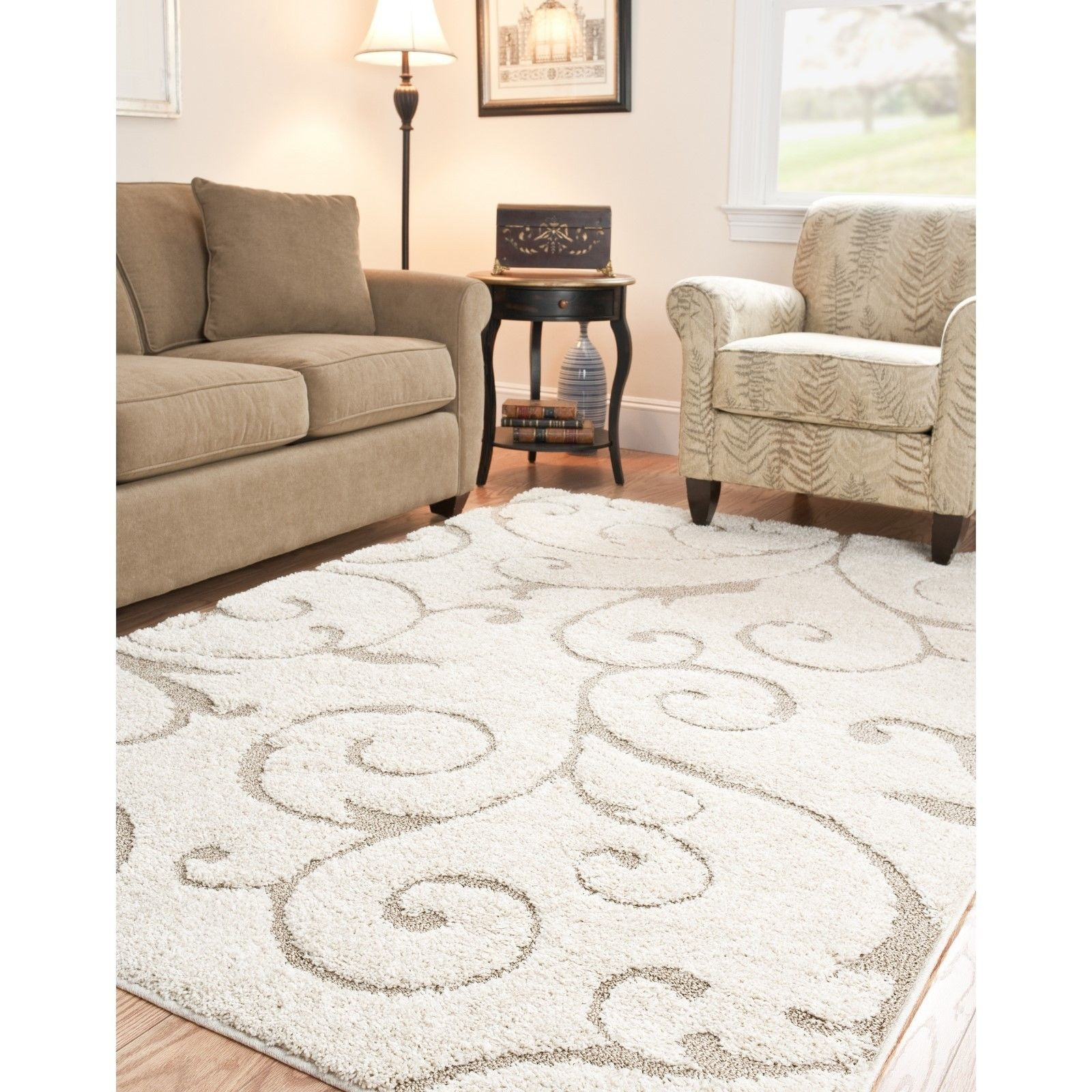 Beige Rug Living Room
 Modern Area Rug Shag Carpet Floor Dining Living Room