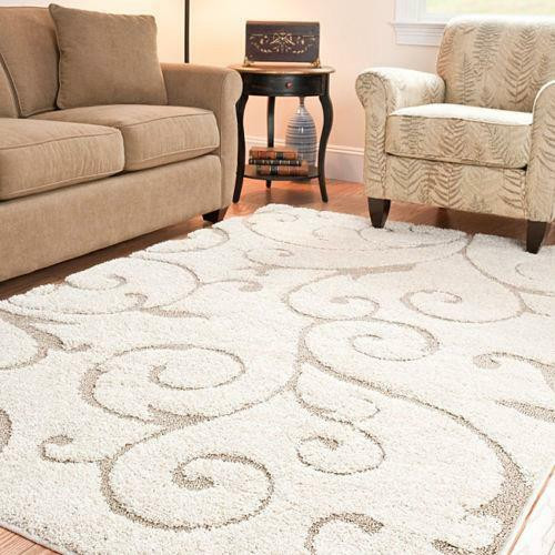 Beige Rug Living Room
 Cream Beige Geometric Shag Rug 4 x 6 Carpet Area Living