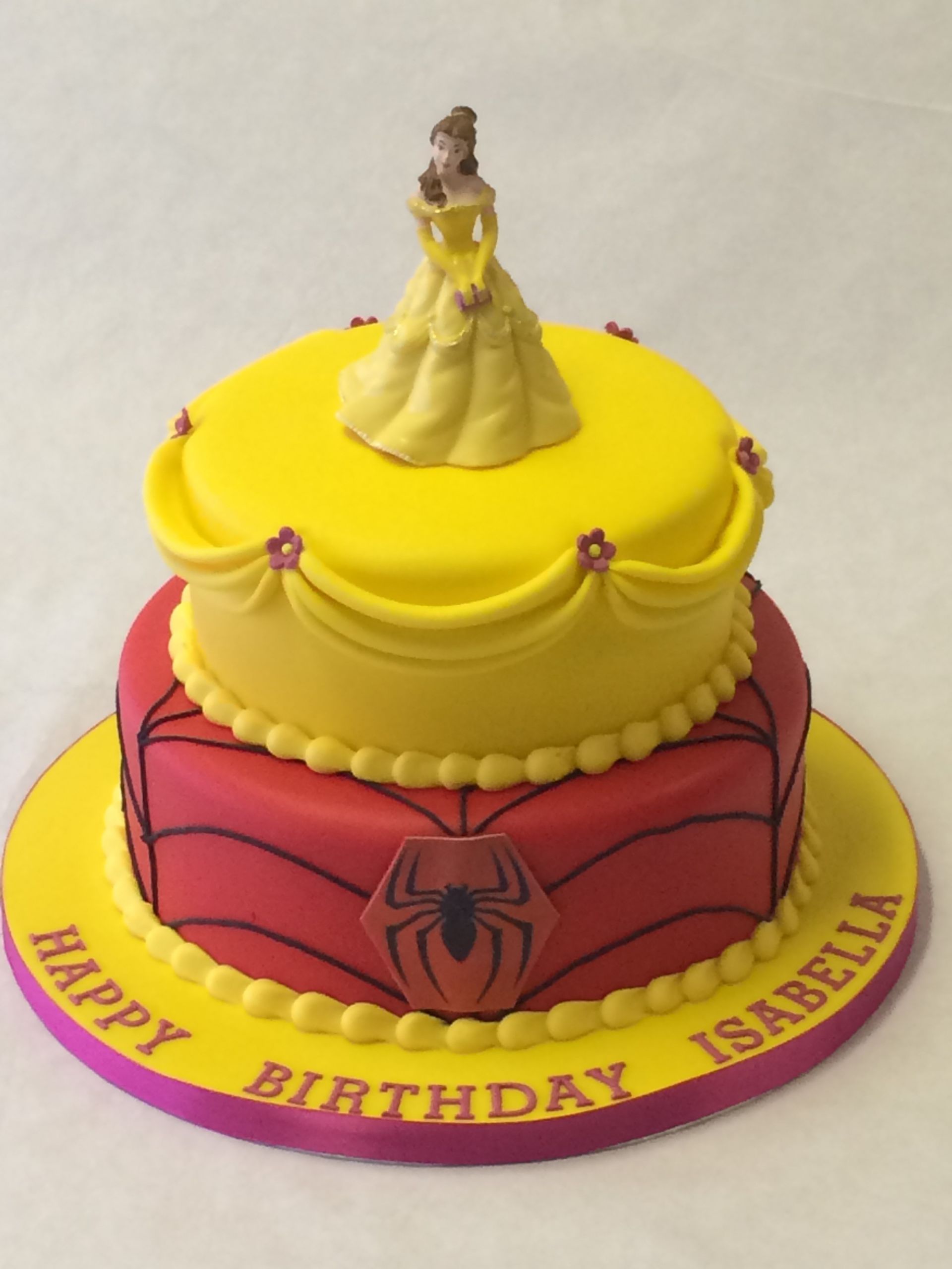 Belle Birthday Cake
 2 Tier Belle And Spiderman Cake Girls Birthday Cakes