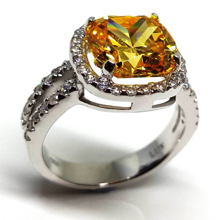 Best Fake Diamond Rings
 4 carat cushion cut yellow cubic zirconia dress ring