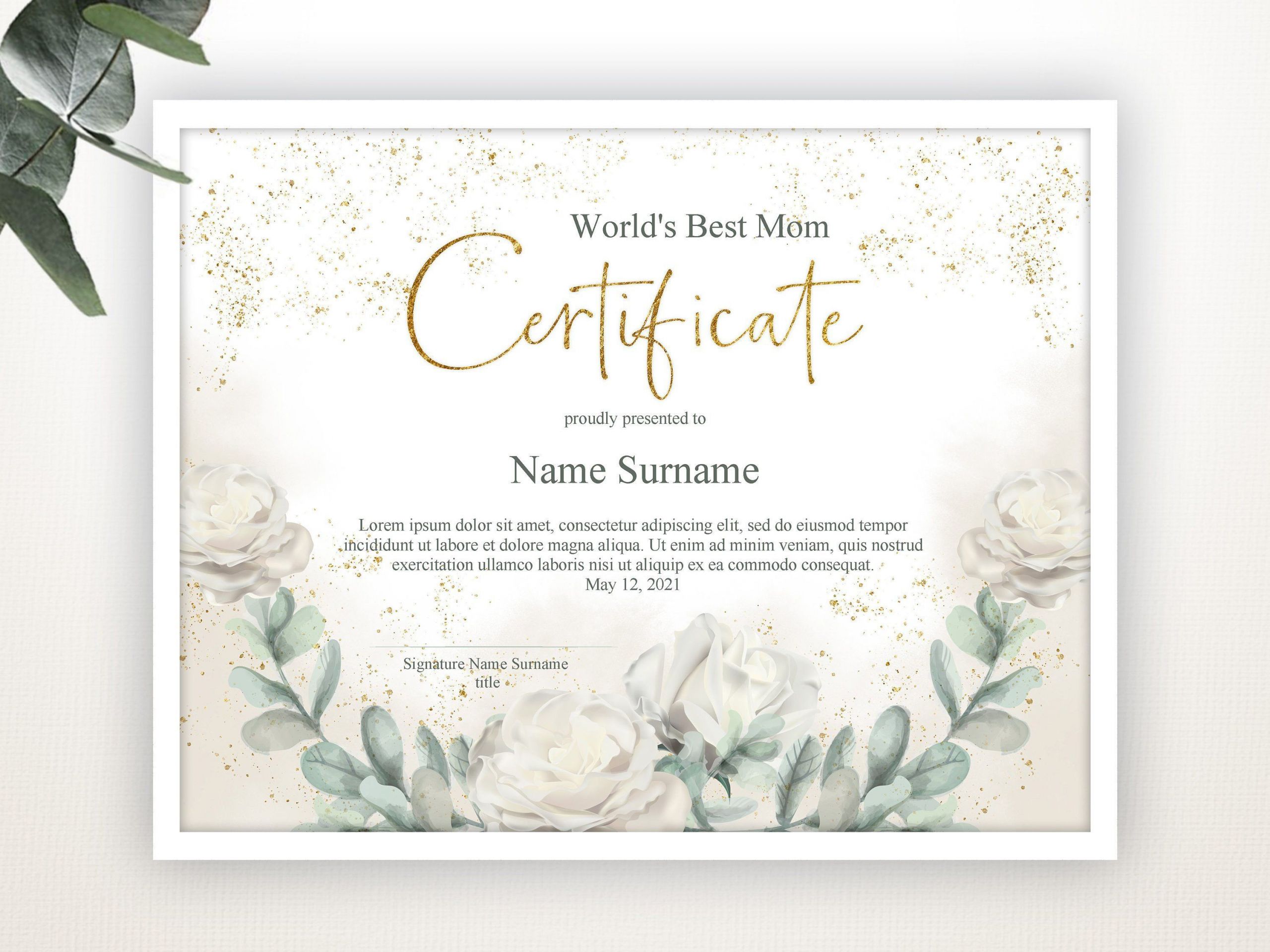 Best Gift Certificate Ideas
 Editable Certificate Template Gift for Mothers Day Gift