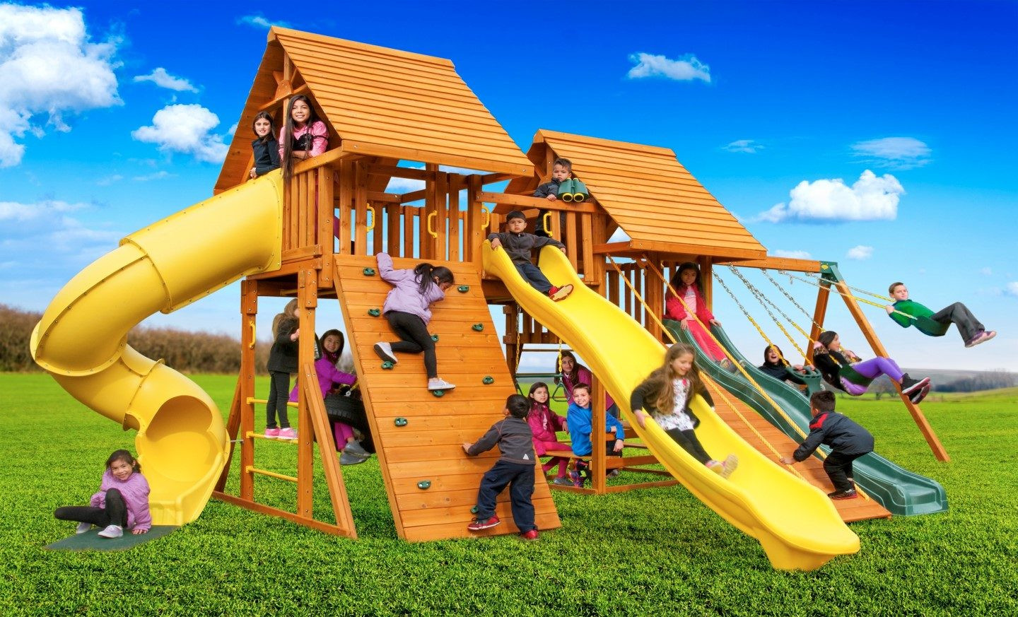 Best Playset For Backyard
 Fantasy Wooden Playset Backyard Swing Set