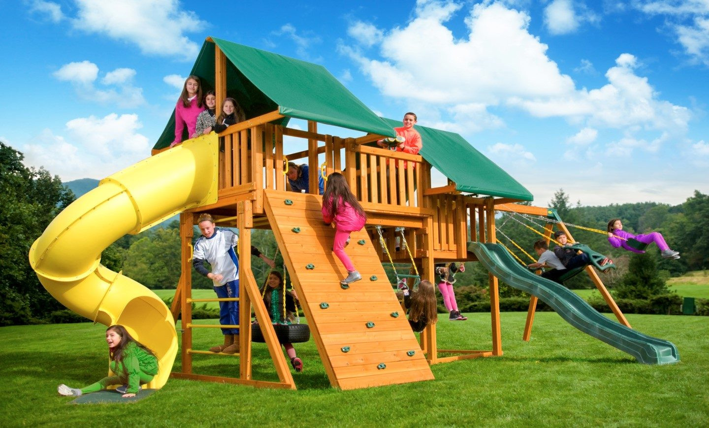 Best Playset For Backyard
 Fantasy Wooden Playset Backyard Swing Set