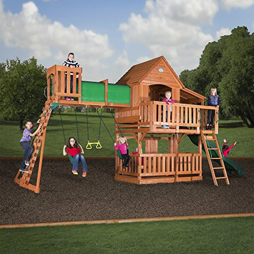 Best Playset For Backyard
 Backyard Discovery Woodridge II All Cedar Wood Playset