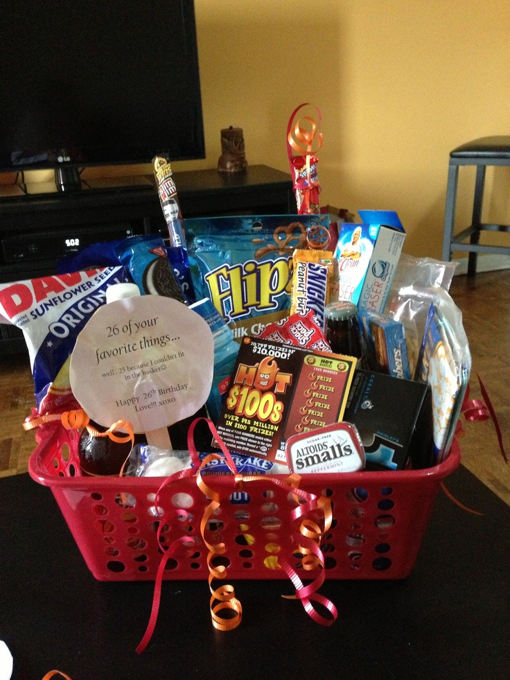 Bf Gift Ideas Birthday
 Boyfriend birthday basket 26 of his favorite things for