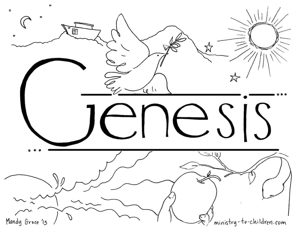 Bible Coloring Book For Kids
 "Book of Genesis" Coloring Page for Children