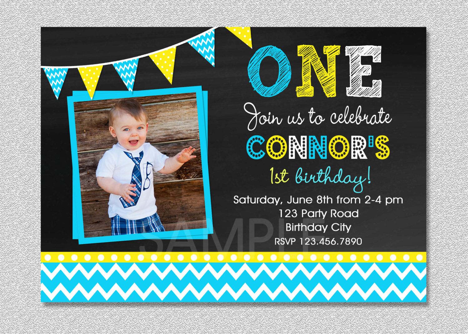 Birthday Boy Invitations
 Chalkboard Birthday Invitation Chevron Chalkboard Boys