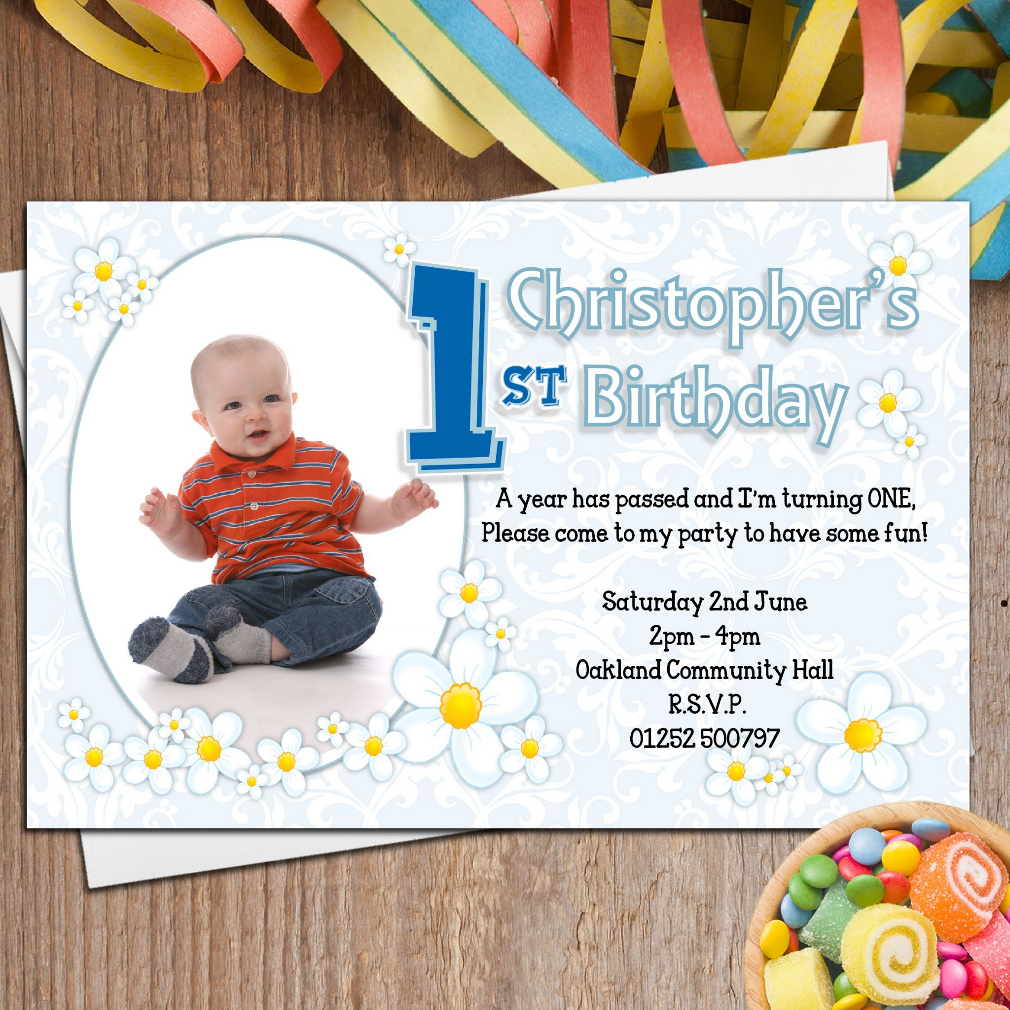 Birthday Boy Invitations
 10 Personalised Boys First 1st Birthday Party PHOTO