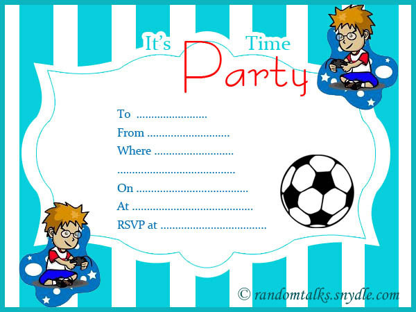 Birthday Boy Invitations
 Free Printable Birthday Invitations – Random Talks