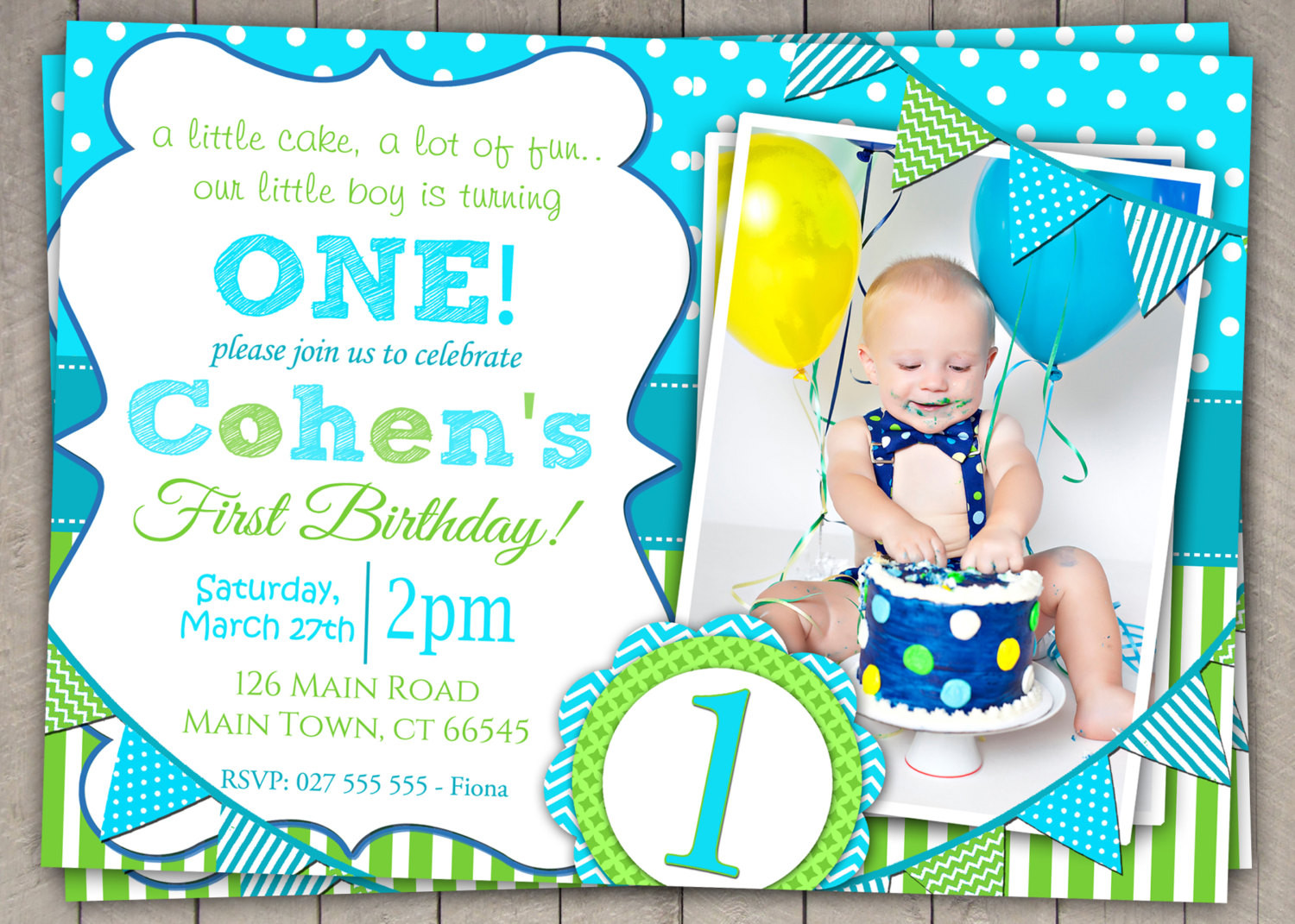 Birthday Boy Invitations
 Boys 1st Birthday Invitation Blue and by PixiePerfectParties