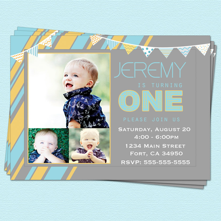 Birthday Boy Invitations
 First 1st Birthday Invitations Boy Modern First by