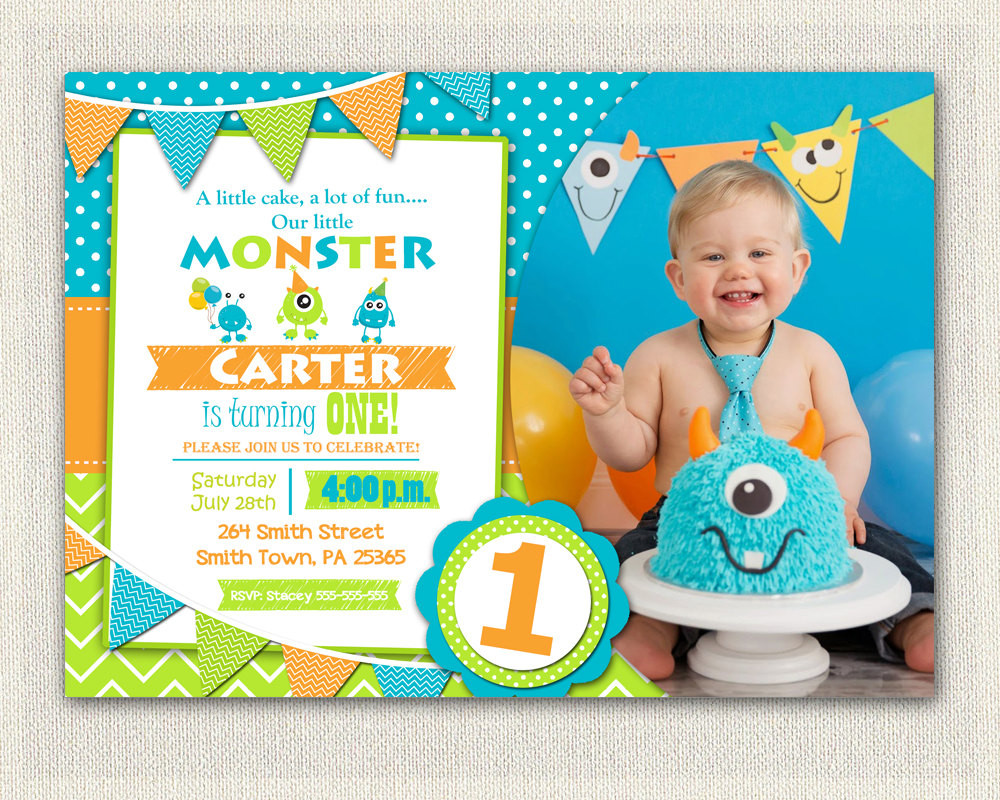 Birthday Boy Invitations
 First Birthday Invitation Boys monster 1st Birthday Boys