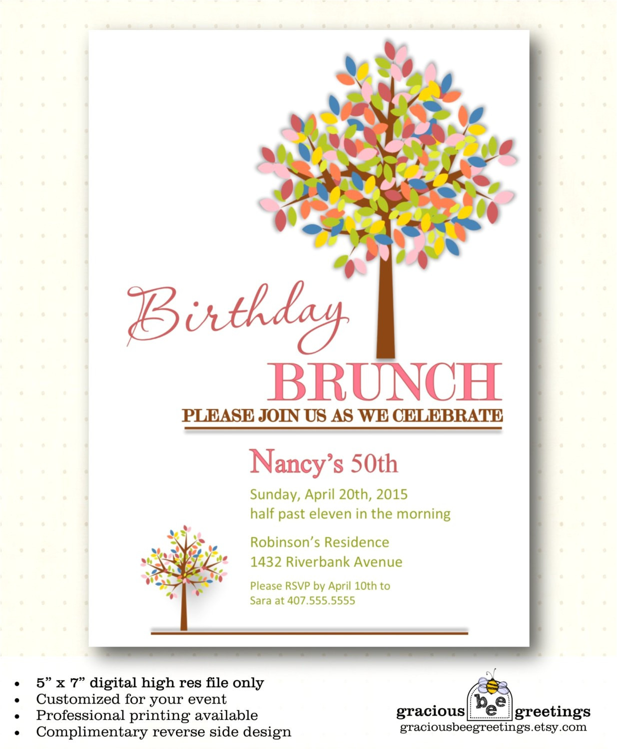 Birthday Brunch Invitations
 50th Birthday Brunch Invitations