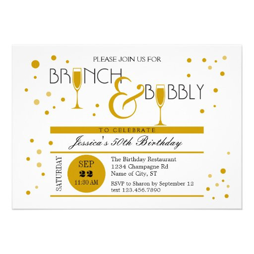 Birthday Brunch Invitations
 Brunch and Bubbly Birthday Invitation 5" X 7" Invitation