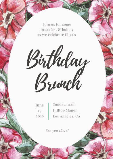 Birthday Brunch Invitations
 Floral Birthday Brunch Invitation Templates by Canva