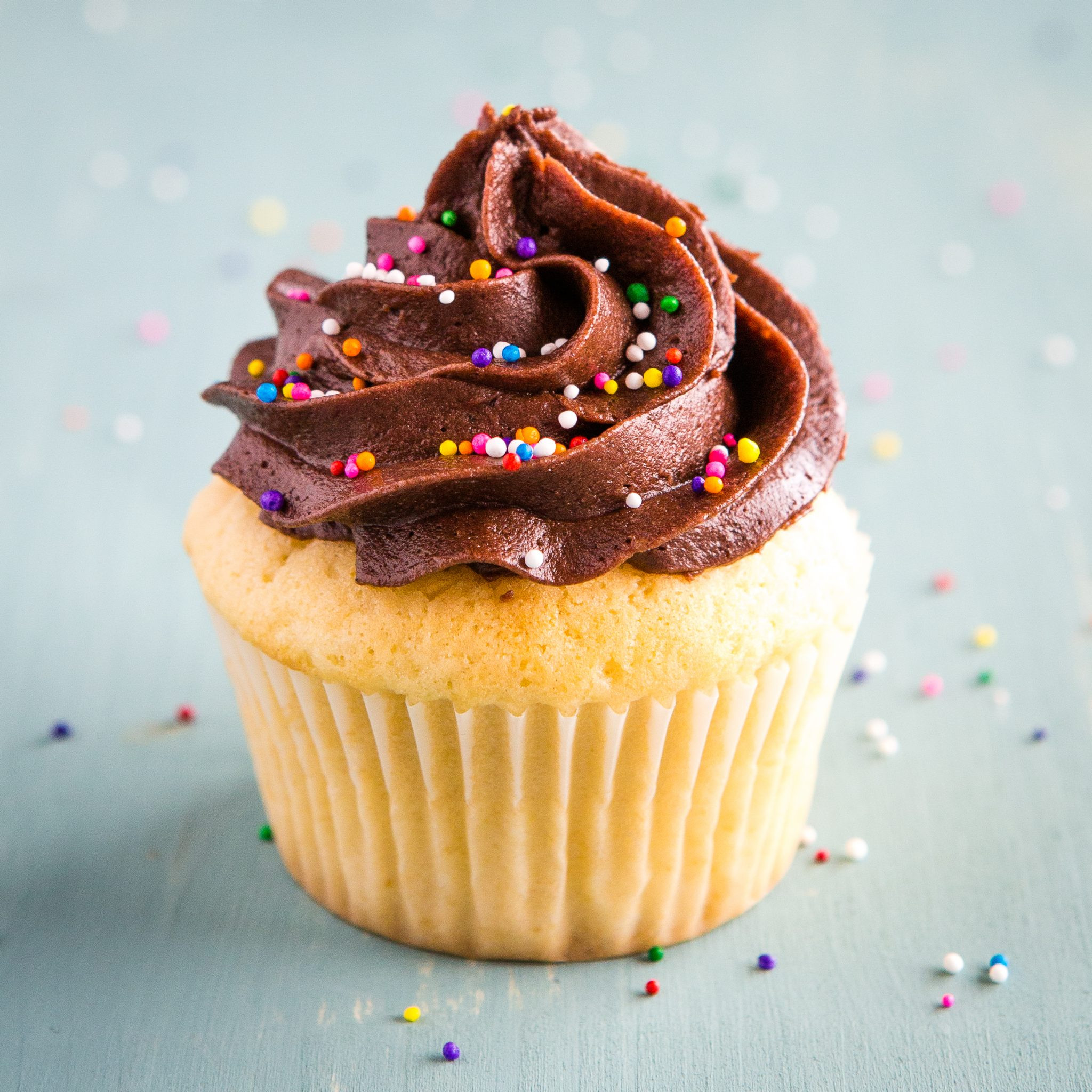 Birthday Cake Cupcakes
 Birthday Cake Cupcakes with Chocolate Frosting The Busy