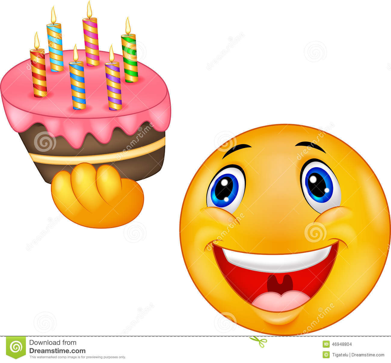 Birthday Cake Emoticon
 Smiley Emoticon Holding Birthday Cake Stock Vector