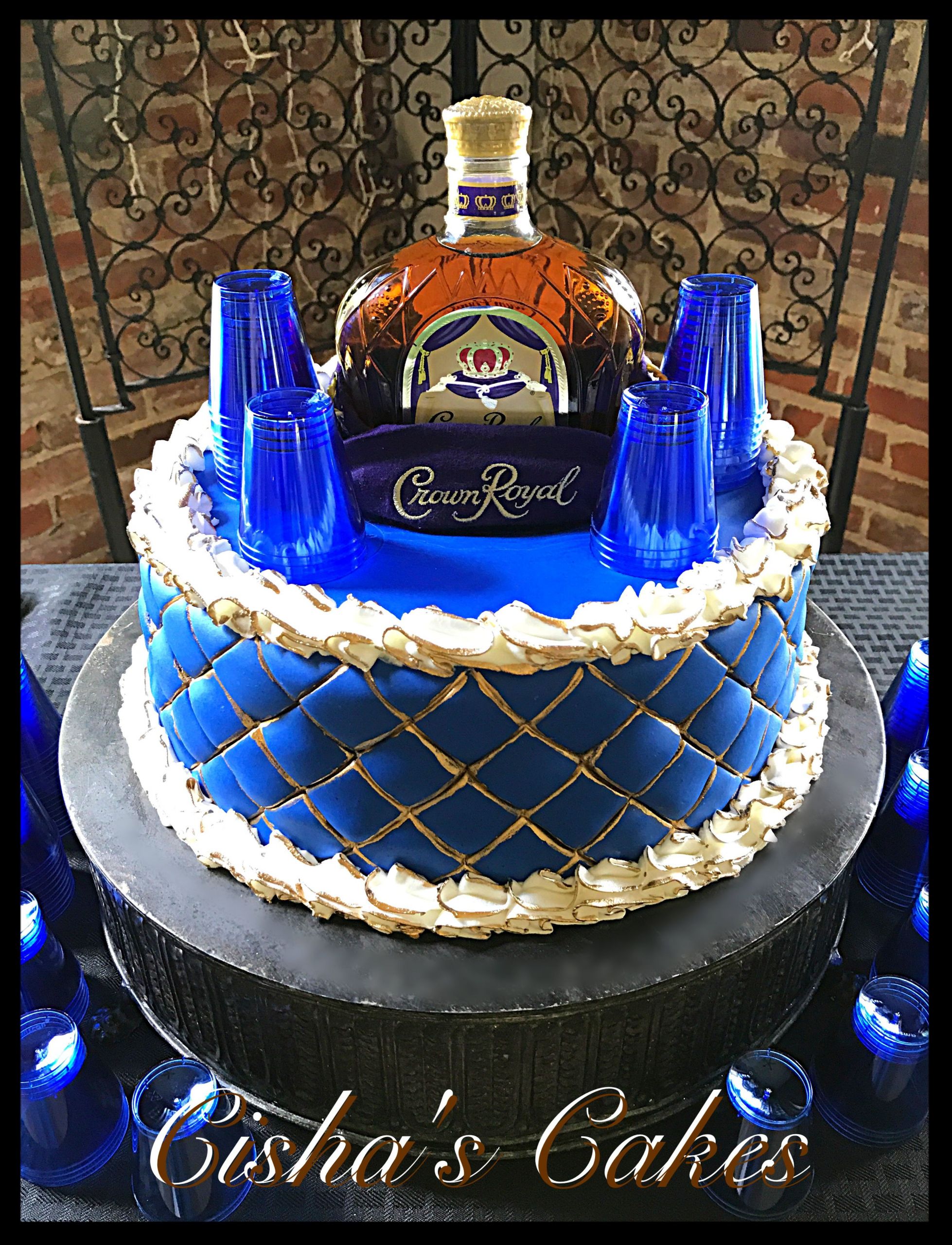 Birthday Cake Liquor
 Grooms Cake Crown Royal made by Cisha s Cakes