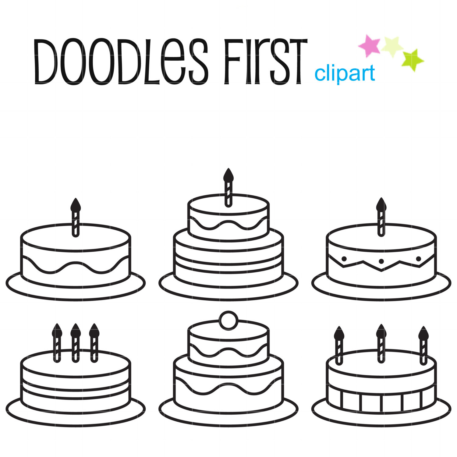 Birthday Cake Outline
 Birthday Cake Outlines Clip Art for Scrapbooking Card Making