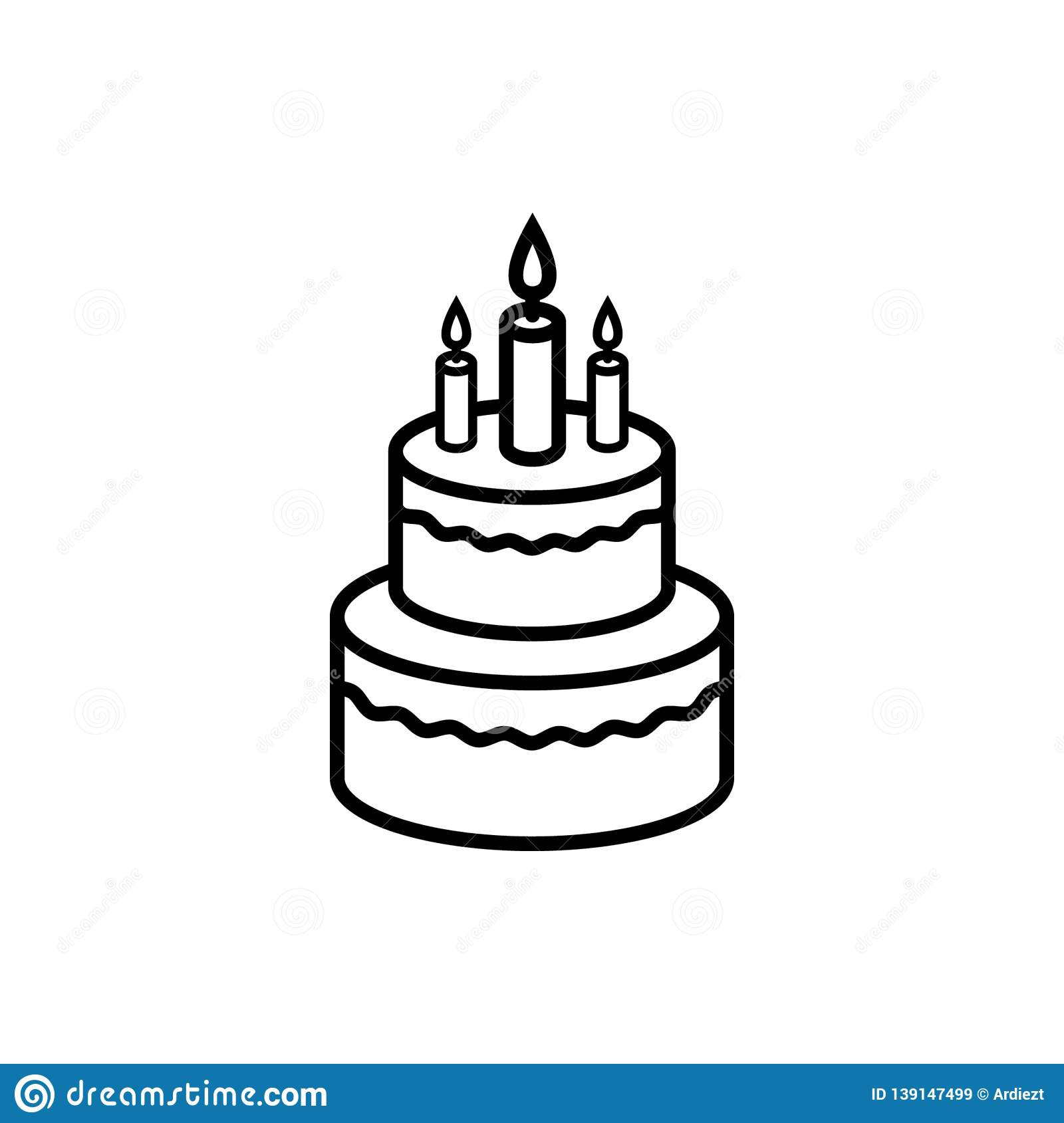 Birthday Cake Outline
 Birthday cake icon stock vector Illustration of burning