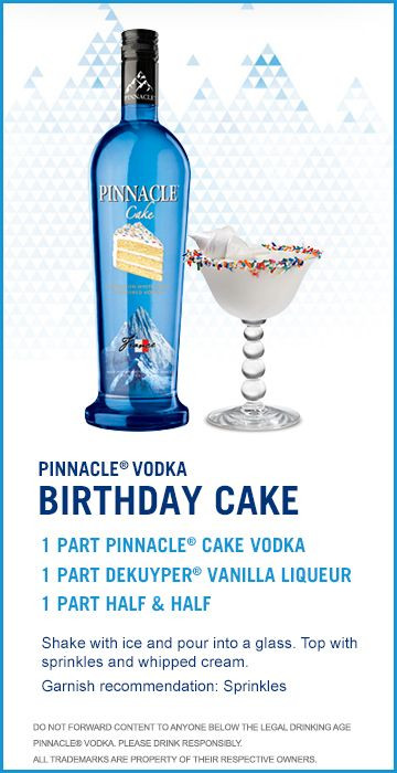 Birthday Cake Vodka Drinks
 Check out this Pinnacle Vodka Drink Recipe Birthday Cake