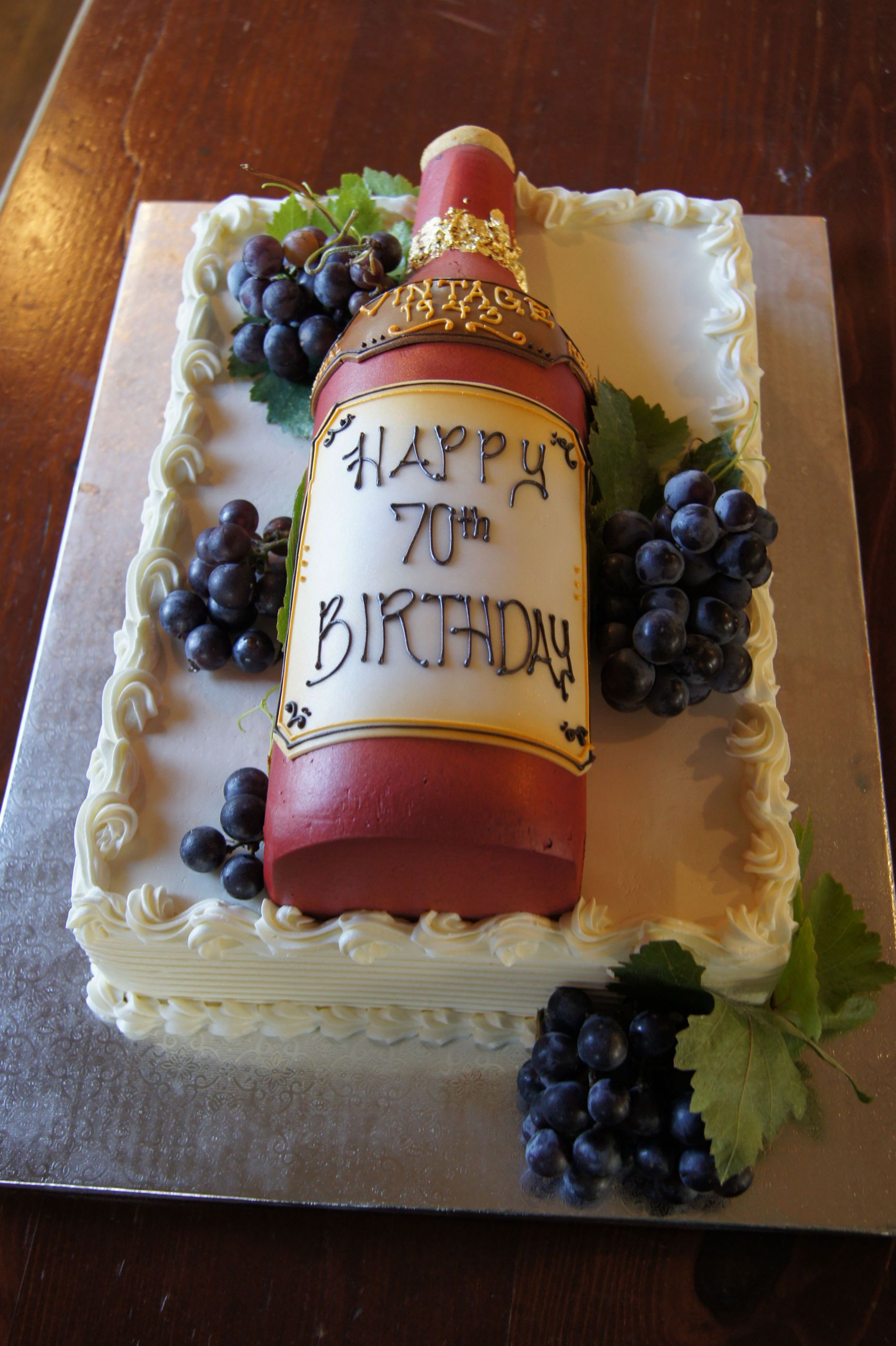 Birthday Cake Wine
 Red wine bottle birthday cake with customized label and