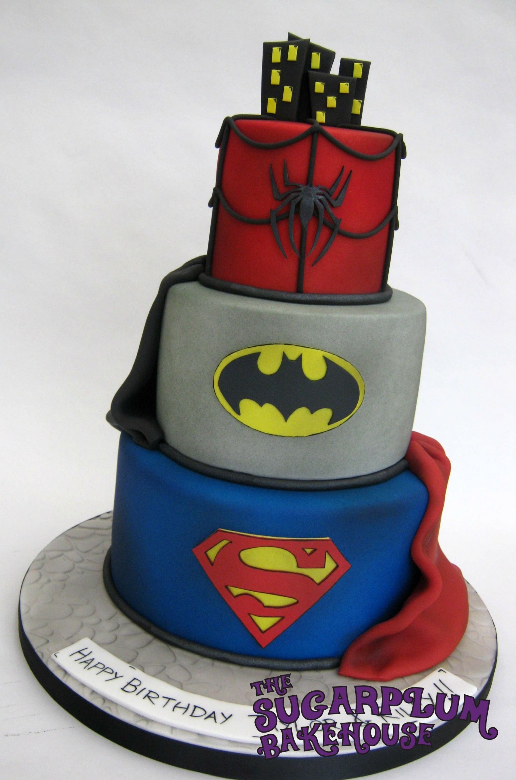 Birthday Cakes Dc
 3 Tier Mini 3 Tier Marvel Dc Superhero Birthday Cake