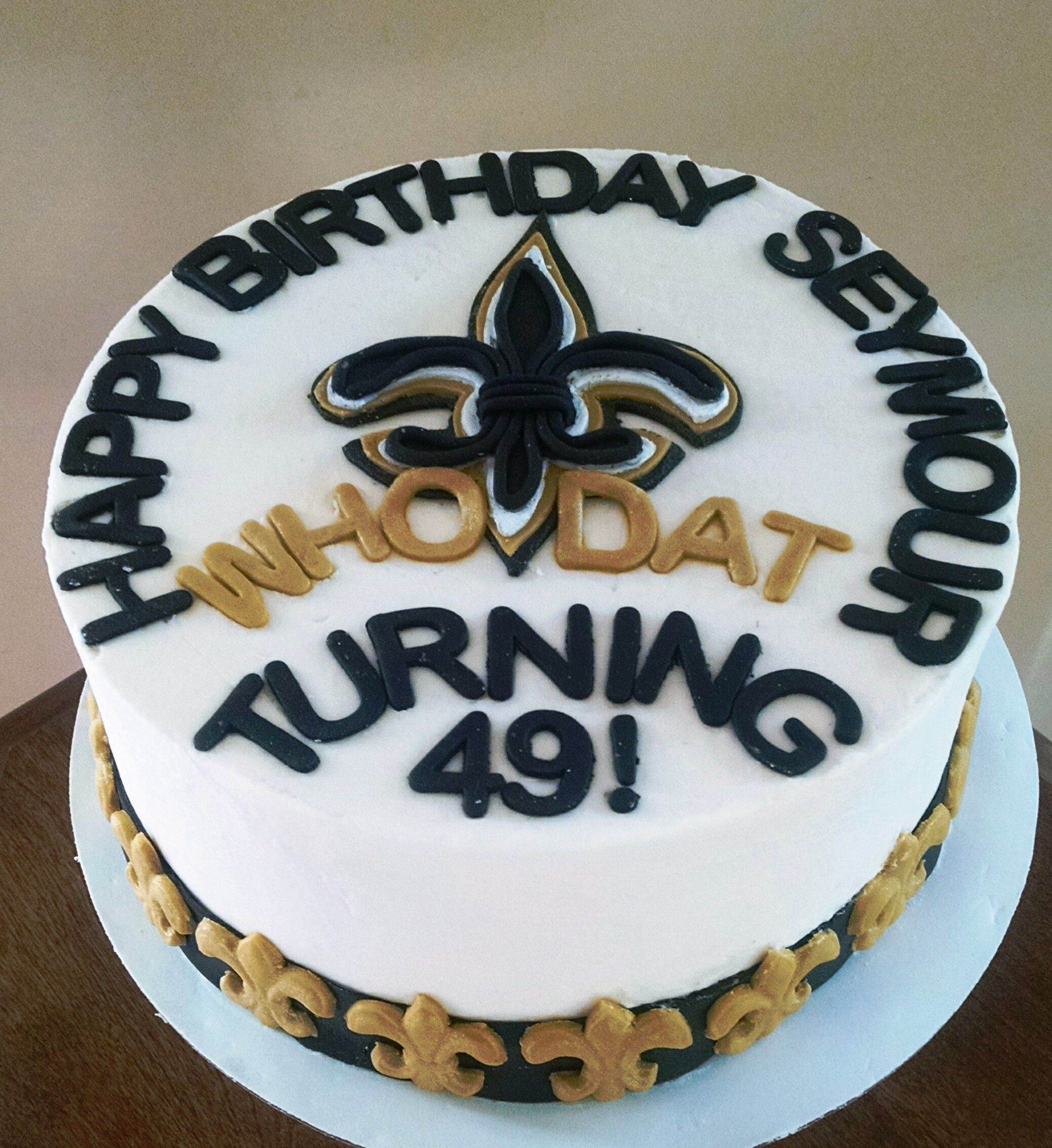 Birthday Cakes New Orleans
 New Orleans Saints Birthday Cake with Fleur de Lis Border