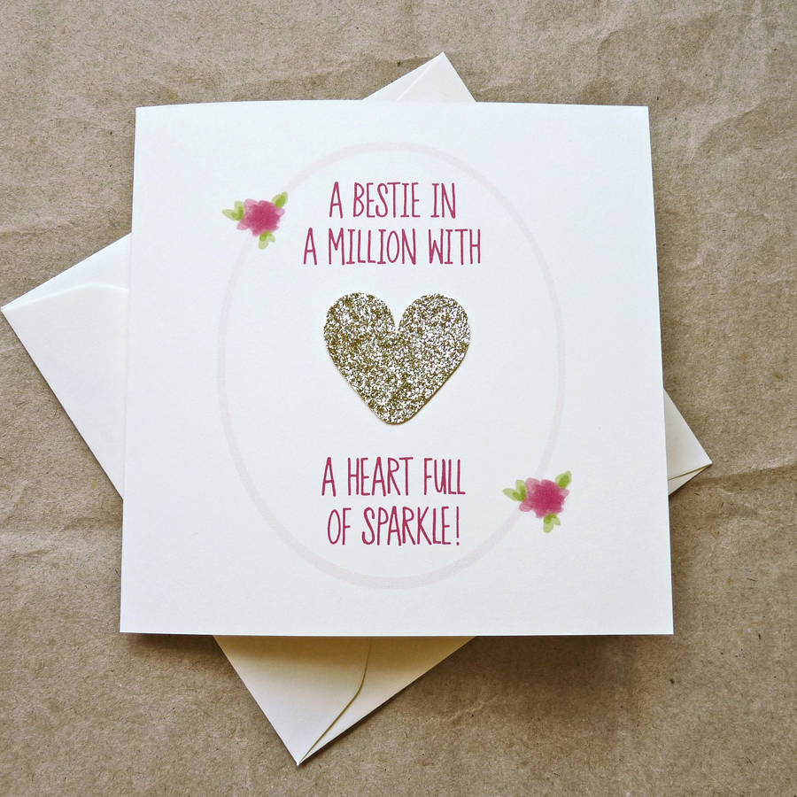 Birthday Card For Best Friend
 Gold heart Full Sparkle Best Friend Birthday Card By