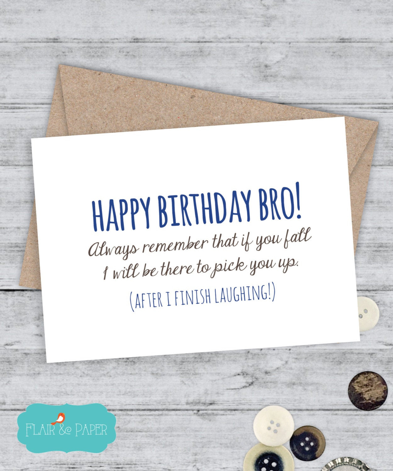 Birthday Card For Brother
 Brother Birthday Card Funny Brother Card by FlairandPaper