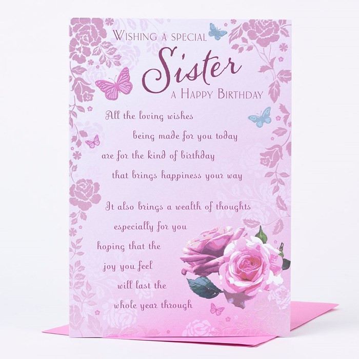 Birthday Card For Sister
 Birthday Card Sister Pink Rose