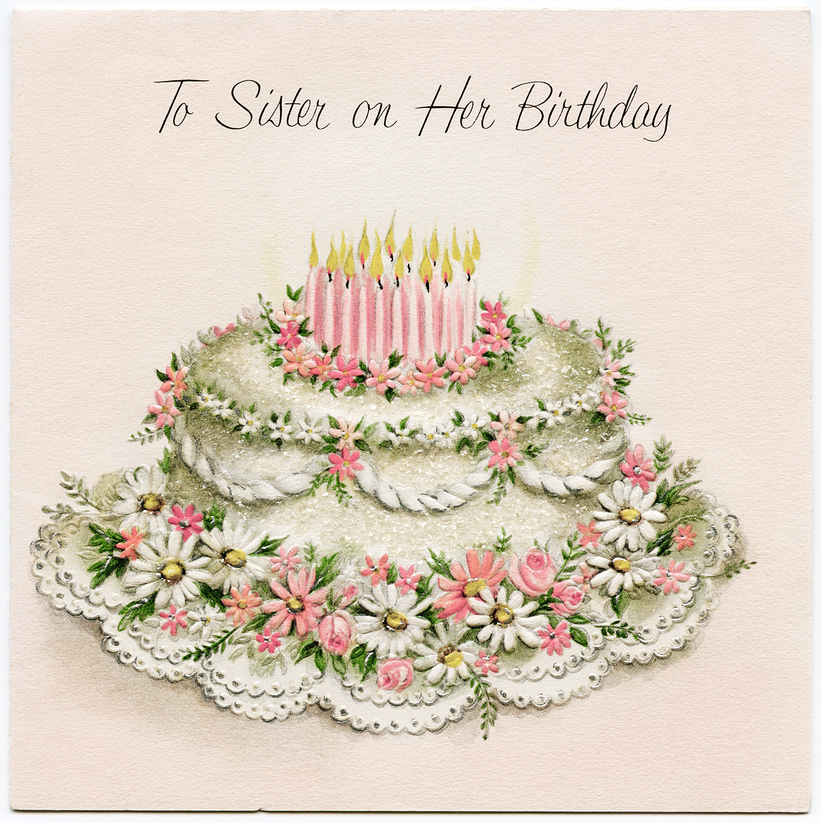 Birthday Card For Sister
 Vintage Sister Birthday Greeting Card