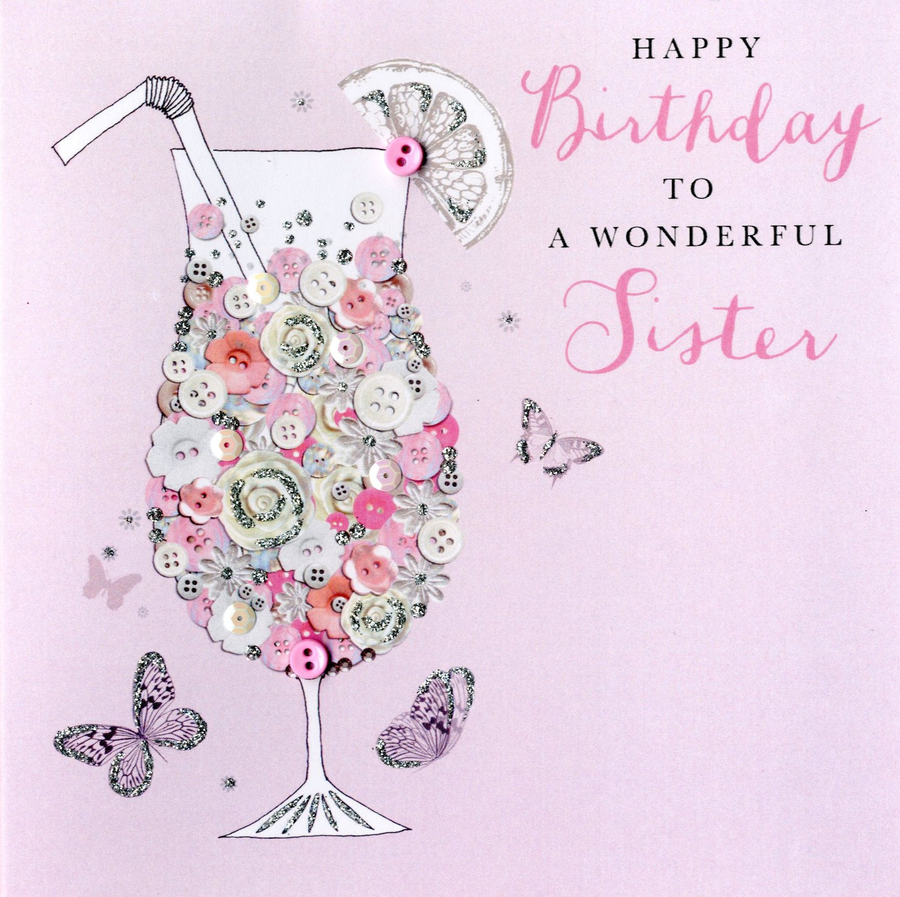 Birthday Card For Sister
 Wonderful Sister Birthday Buttoned Up Greeting Card
