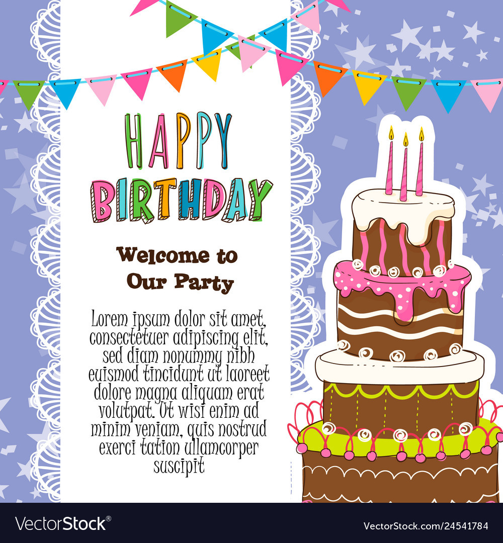 Birthday Card Invitation
 Happy birthday invitation card Royalty Free Vector Image