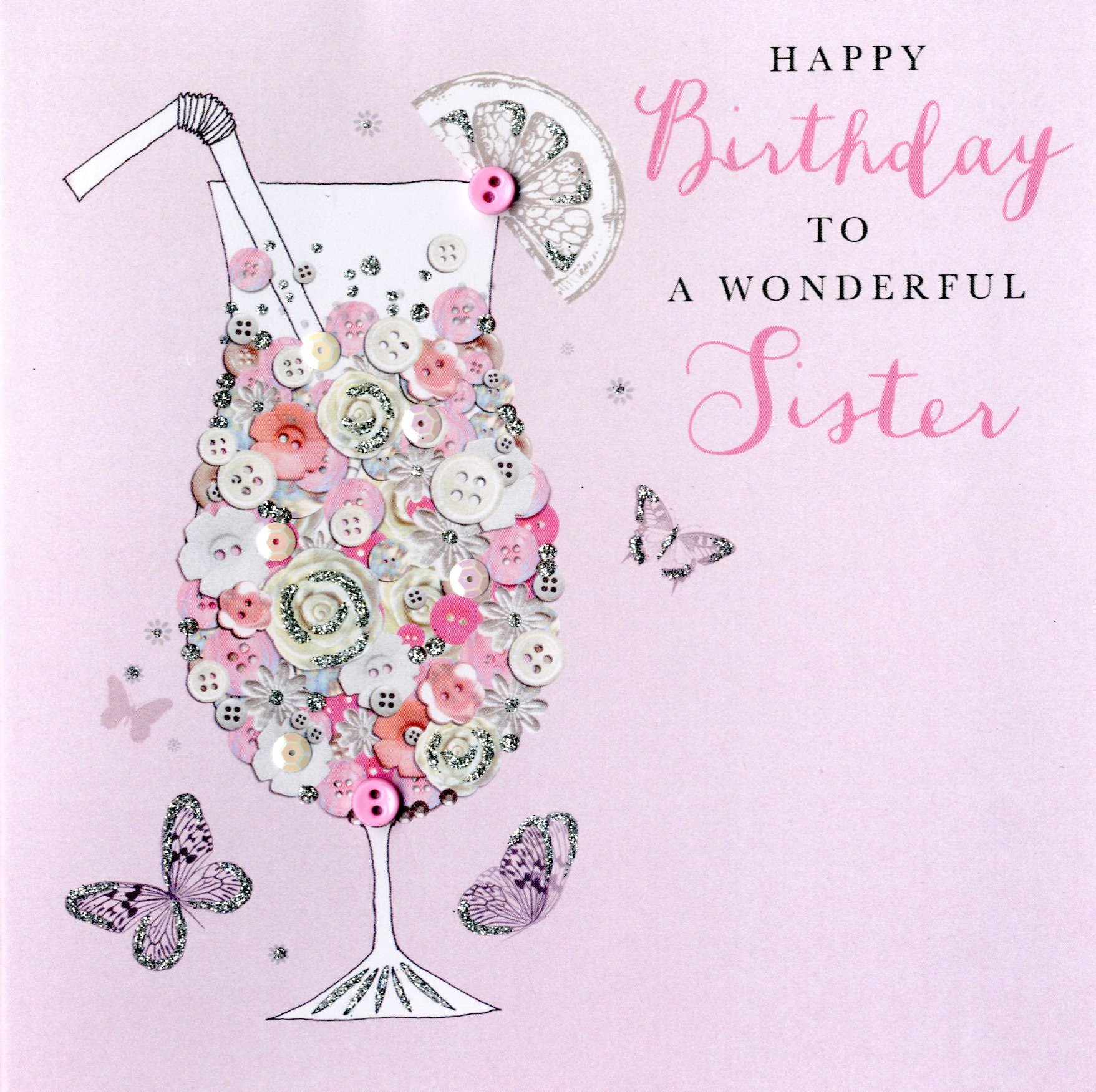 Birthday Card Sister
 Wonderful Sister Birthday Buttoned Up Greeting Card