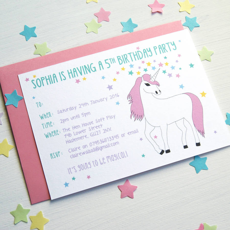 Birthday Celebration Invitation
 unicorn personalised birthday party invitations by