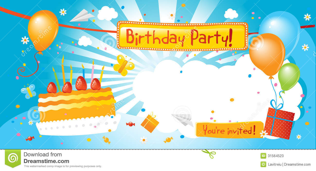 Birthday Celebration Invitation
 Birthday party invitation stock vector Illustration of