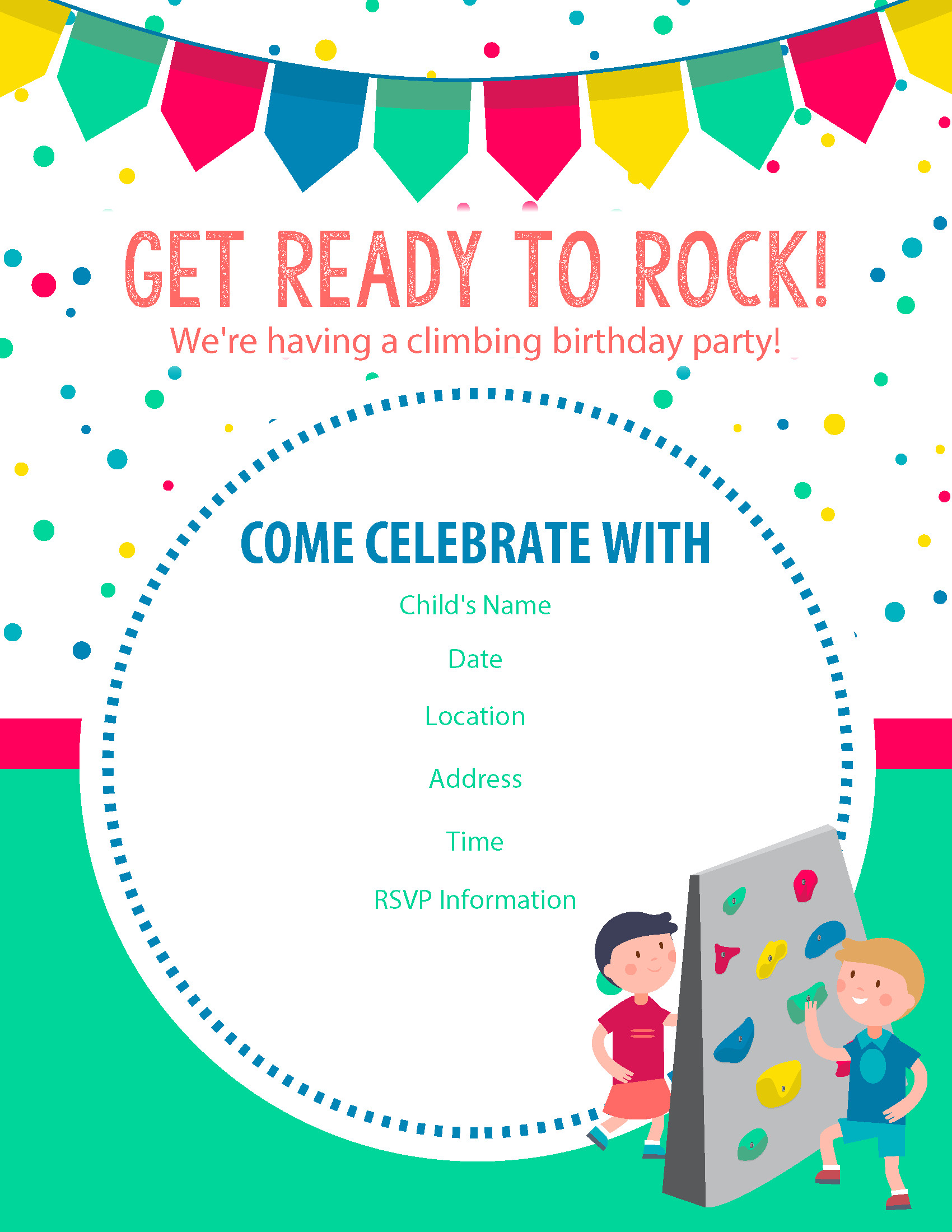 Birthday Celebration Invitation
 Happy Birthday Free Rock Climbing Birthday Party Invitations