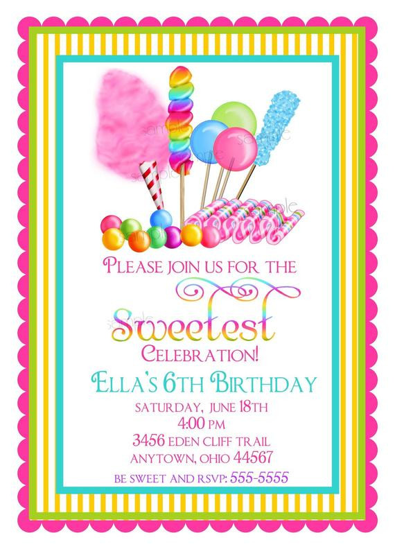 Birthday Celebration Invitation
 Candyland Birthday party invitations Sweet by