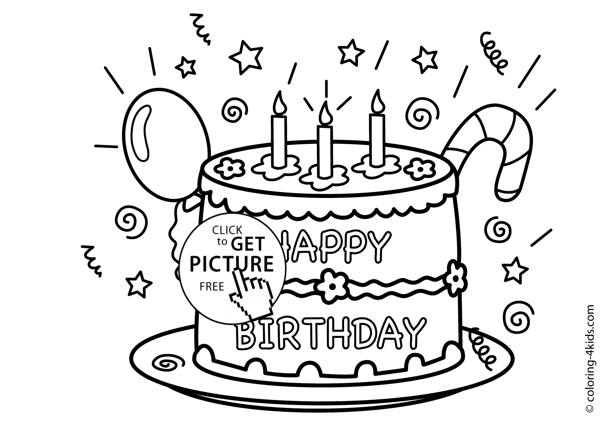 Birthday Coloring Pages For Kids
 Cake Happy Birthday Party Coloring Pages – celebration