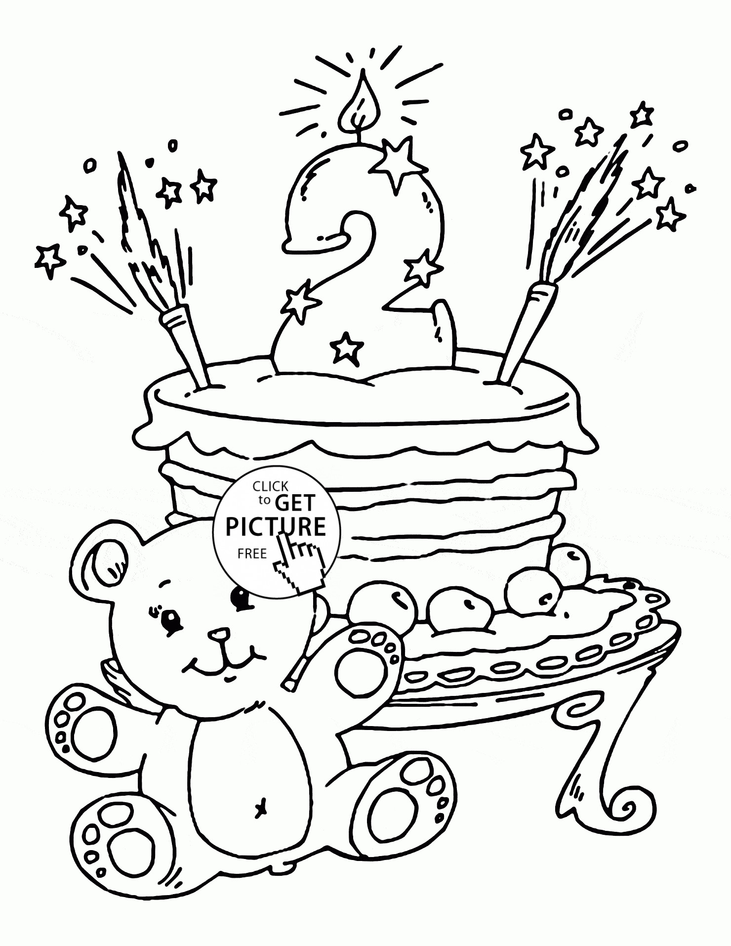 Birthday Coloring Pages For Kids
 2nd Birthday Cake coloring page for kids holiday coloring