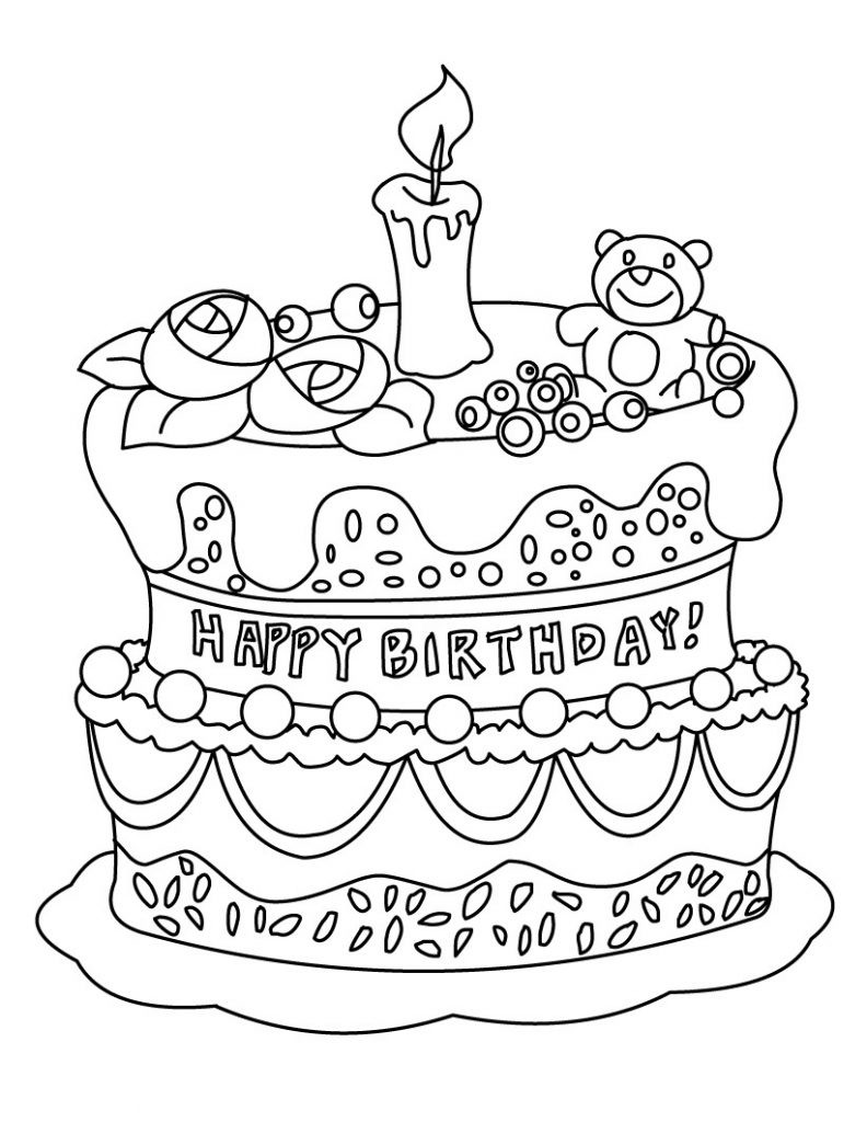 Birthday Coloring Pages For Kids
 Free Printable Birthday Cake Coloring Pages For Kids