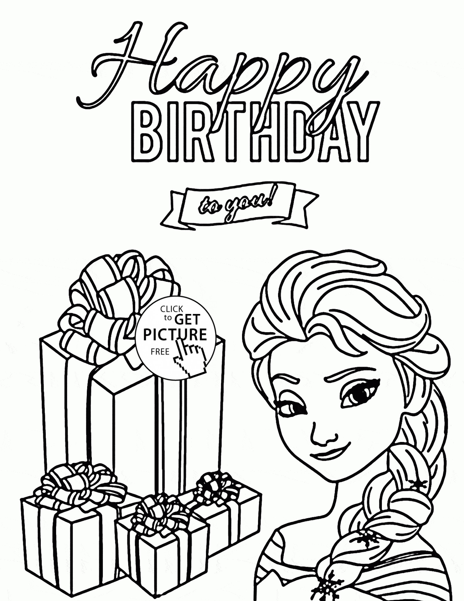 Birthday Coloring Pages For Kids
 Happy Birthday to You from Elsa coloring page for kids
