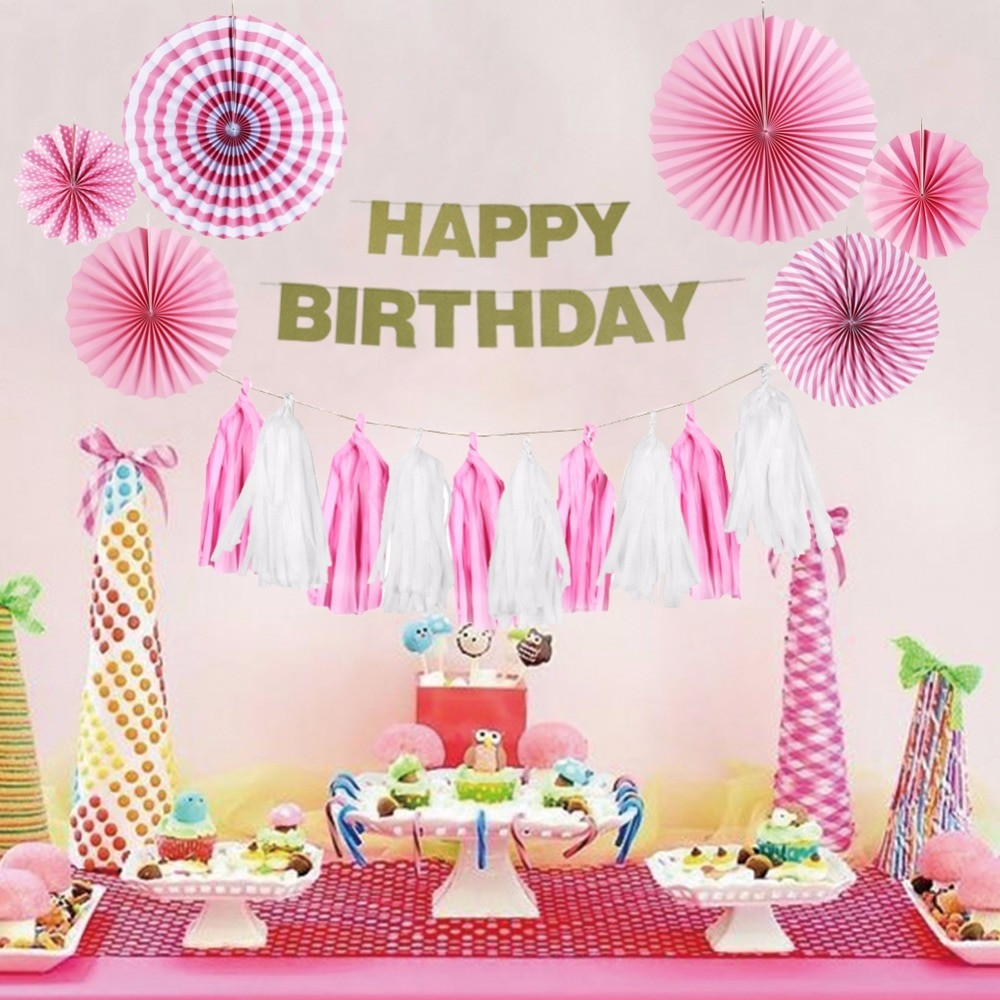 Birthday Decoration Ideas
 Pink Theme Birthday Party Decoration Happy Birthday Girl