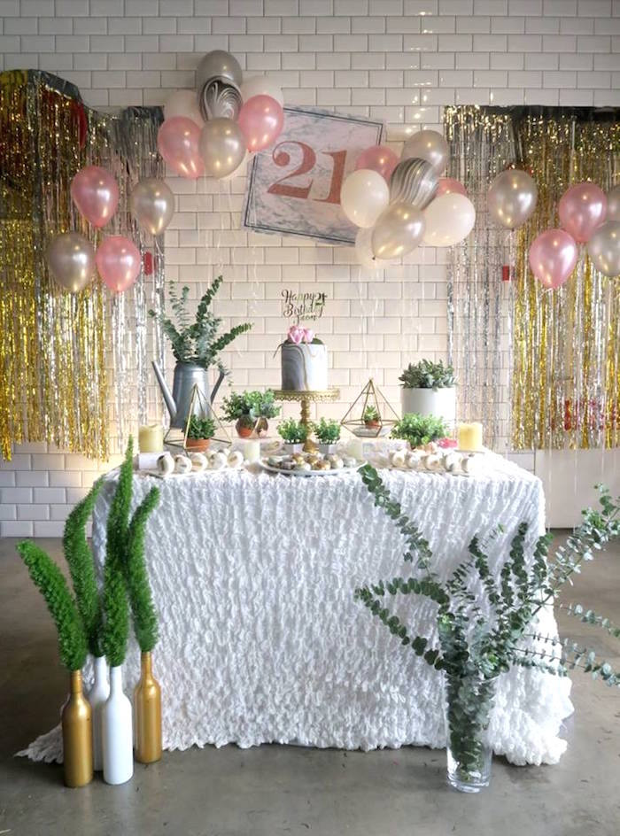 Birthday Decorations Ideas
 Kara s Party Ideas Elegant Marble Inspired 21st Birthday