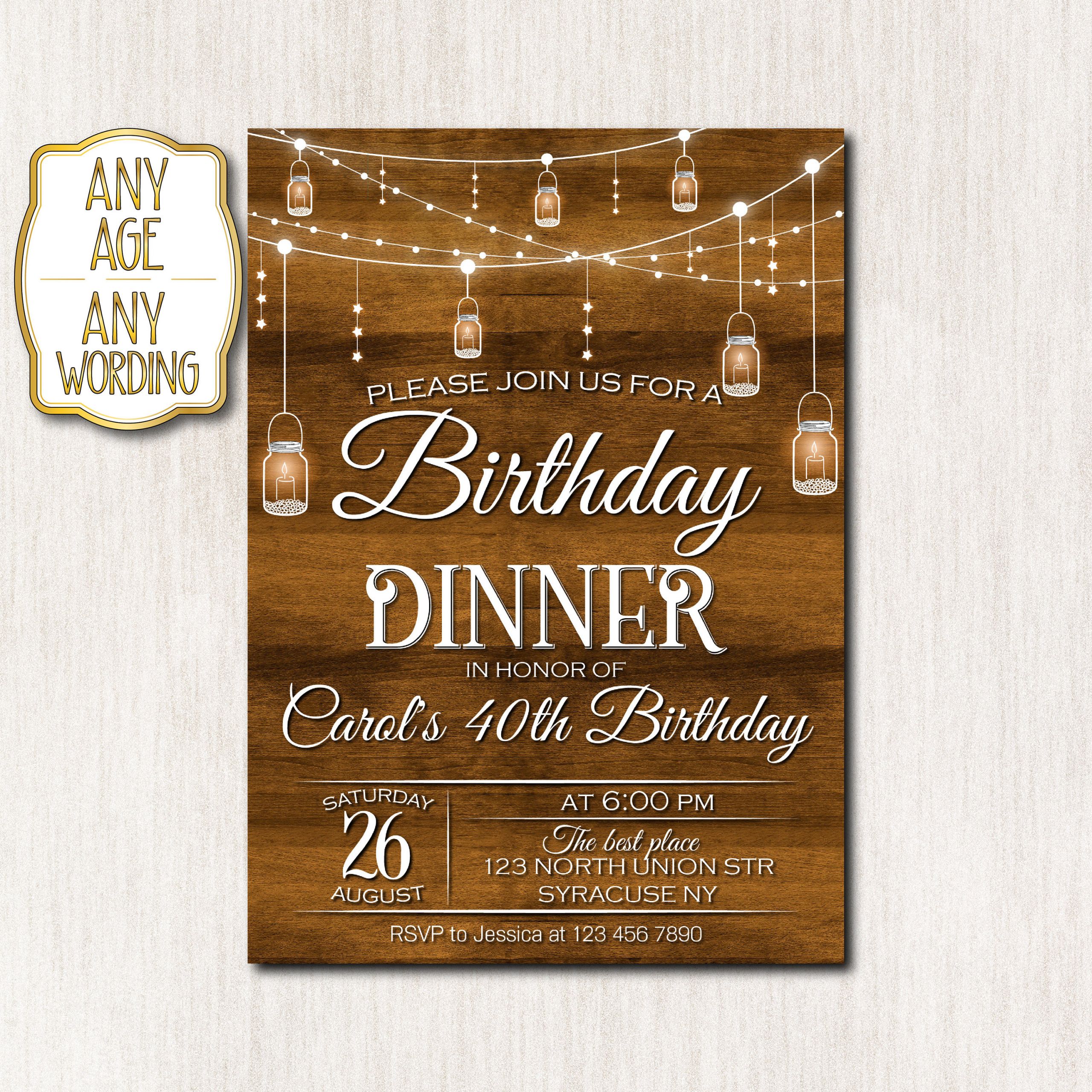 Birthday Dinner Invitation
 Birthday dinner invitation Birthday dinner party Rustic