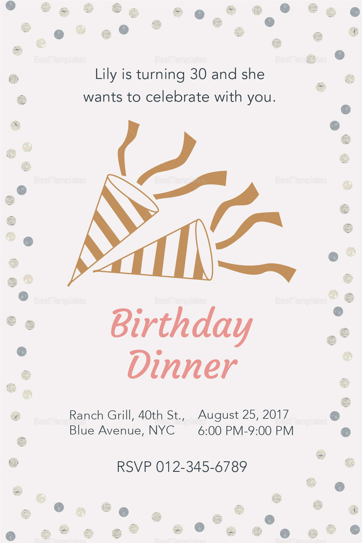 Birthday Dinner Invitation
 Birthday Dinner Invitation Design Template in PSD Word